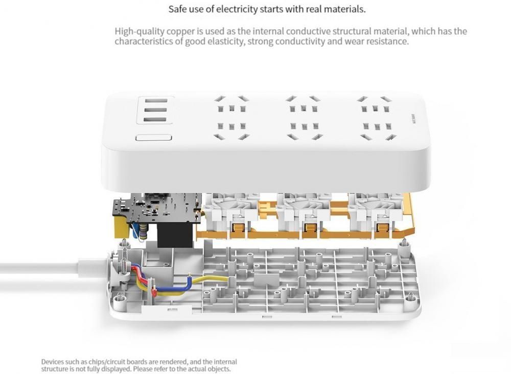 Удлинитель Xiaomi Mi Power Strip 6 (3 USB, белый, китайская версия)