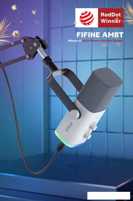 Проводной микрофон FIFINE AM8T (белый)