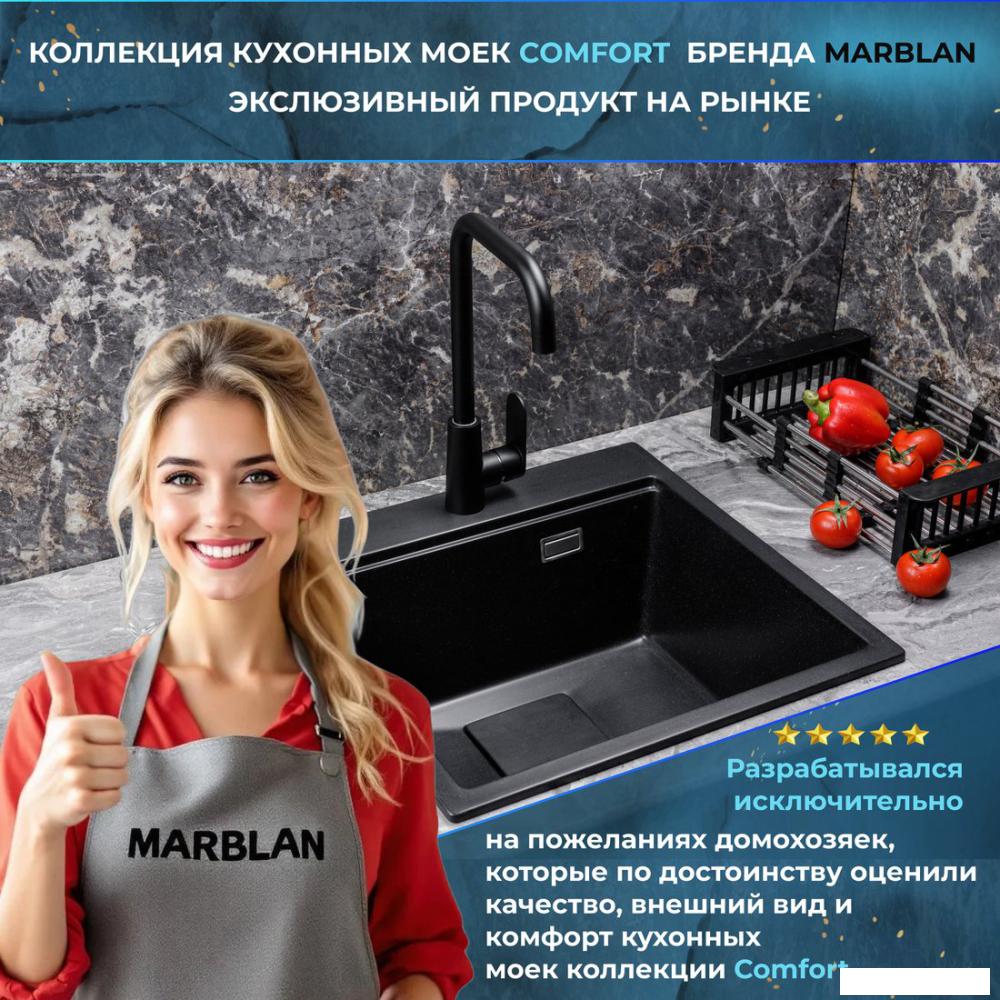 Кухонная мойка Marblan Comfort 50 (черный, с сифоном)