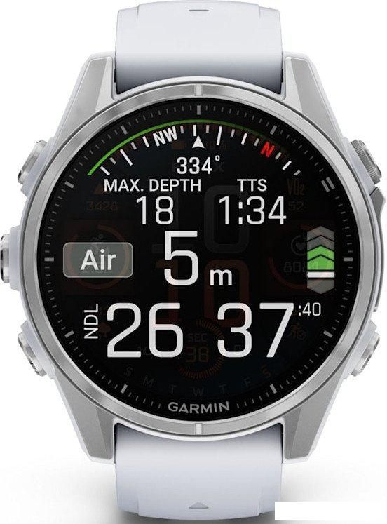 Умные часы Garmin Fenix 8 43мм (серебристый, белый ремешок)