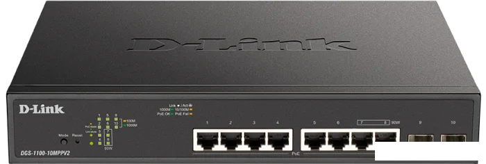 Управляемый коммутатор 2-го уровня D-Link DGS-1100-10MPPV2/A3A