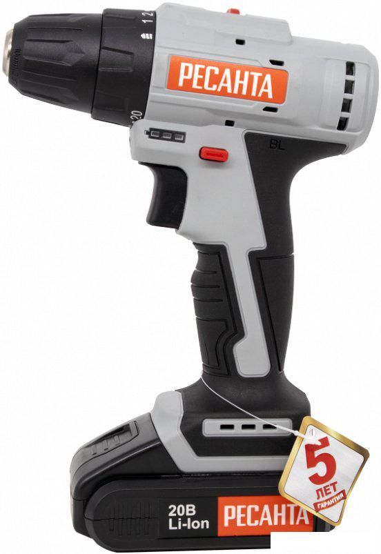 Дрель-шуруповерт Ресанта ДА-20-2ЛК-Б (с 2-мя АКБ, кейс)