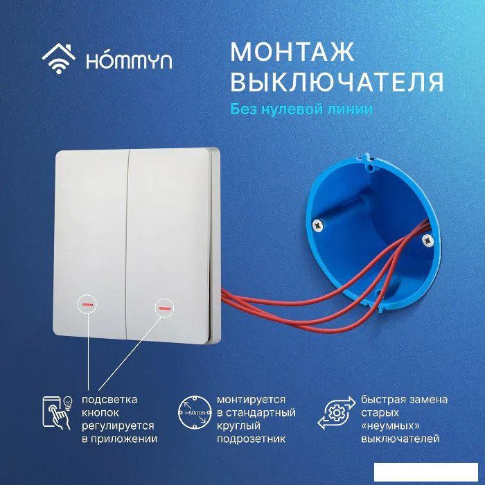 Выключатель Hommyn zigbee 2 клавиши SWZBNN02W (без нейтрали)