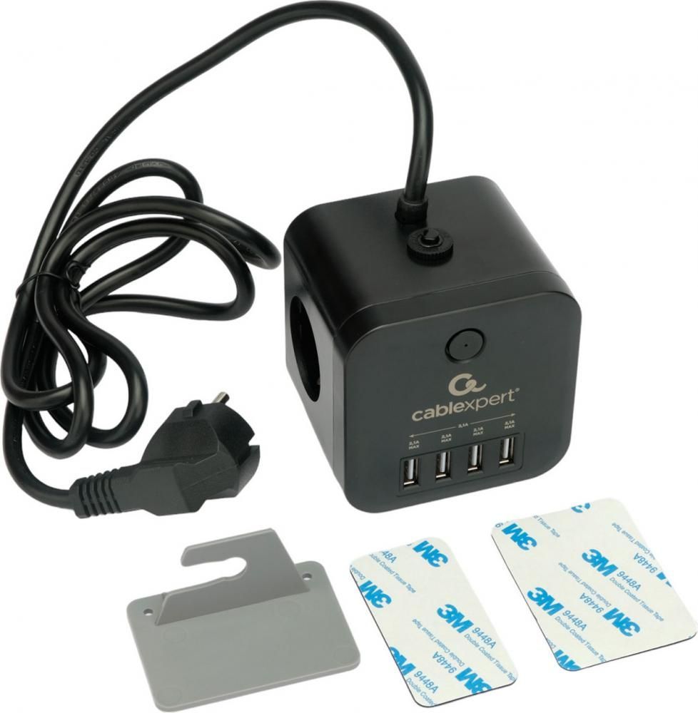 Сетевой фильтр Cablexpert CUBE-3-U4-B-1.5