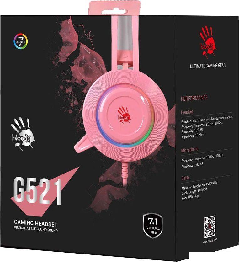 Наушники A4Tech Bloody G521 (розовый)