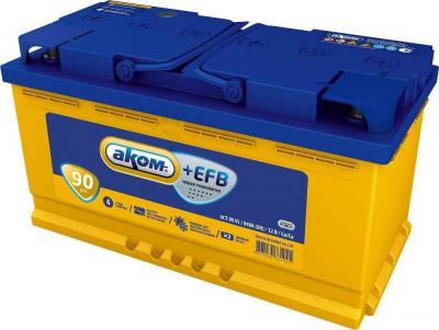 Автомобильный аккумулятор AKOM +EFB 6СТ-90VL (90 А·ч)
