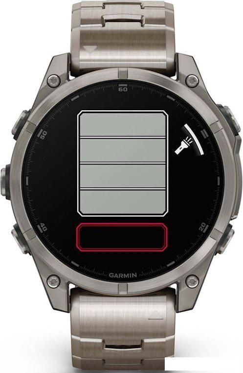Умные часы Garmin Fenix 8 Sapphire, Titanium 47мм (светло-серый, титановый ремешок)