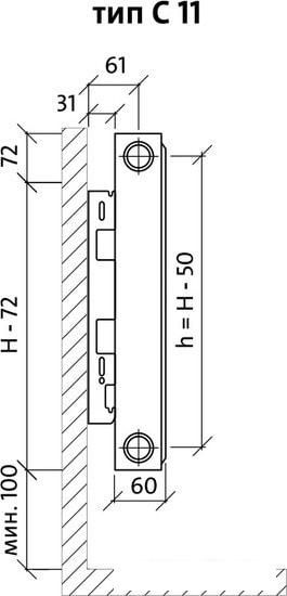 Стальной панельный радиатор Royal Thermo Compact C11-500-1200 (Bianco Traffico)