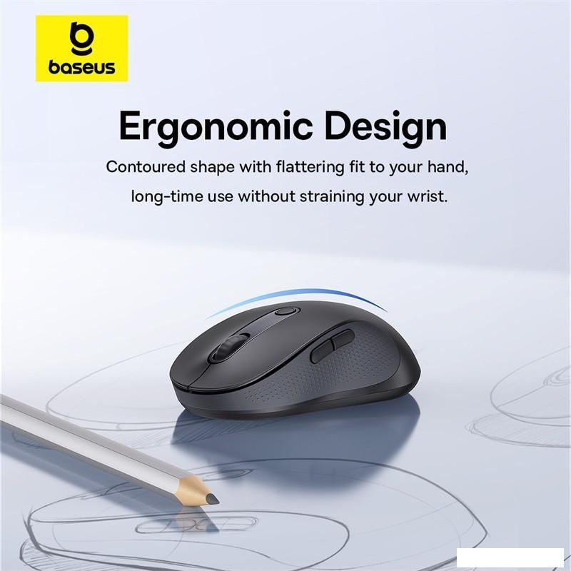 Мышь Baseus F02 Ergonomic Wireless Mouse (черный, без батарейки в комплекте)