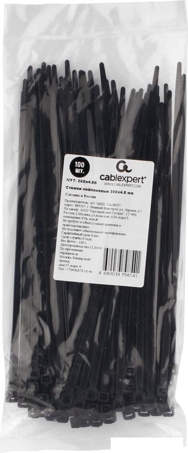 Стяжка для кабеля Cablexpert NYT-200x4.8В (100 шт.)