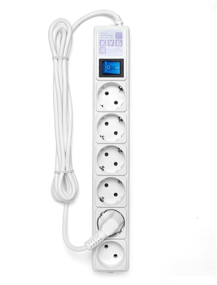 Сетевой фильтр Power Cube Куб SPG(5+1)-16B, 6 розеток, белый [SPG(5+1)-16B-5М]