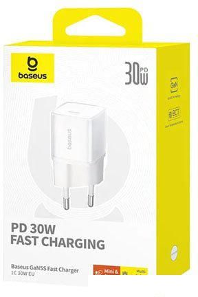 Сетевое зарядное Baseus GaN5S Fast Charger 1C 30W EU P10162504213-00 (белый)