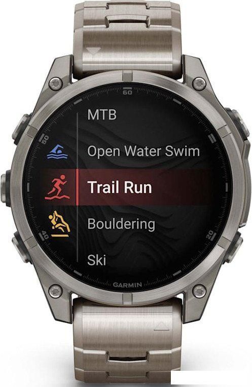 Умные часы Garmin Fenix 8 Sapphire, Titanium 47мм (светло-серый, титановый ремешок)