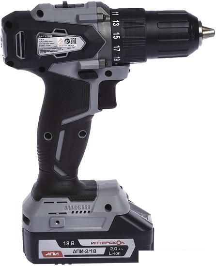 Дрель-шуруповерт Интерскол ДА-13/18ВК (с 2-мя АКБ, кейс)