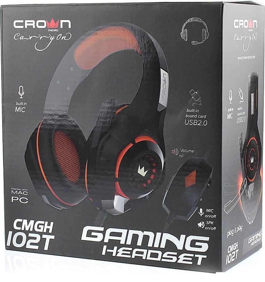 Наушники CrownMicro CMGH-102T USB (оранжевый)