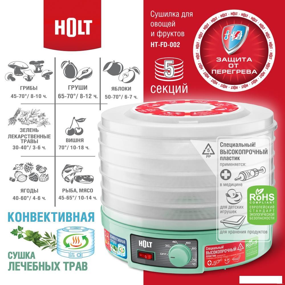 Сушилка для овощей и фруктов Holt HT-FD-002 (бирюзовый)