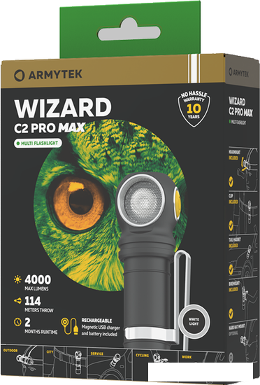 Фонарь Armytek Wizard C2 Pro Max Magnet USB (белый)