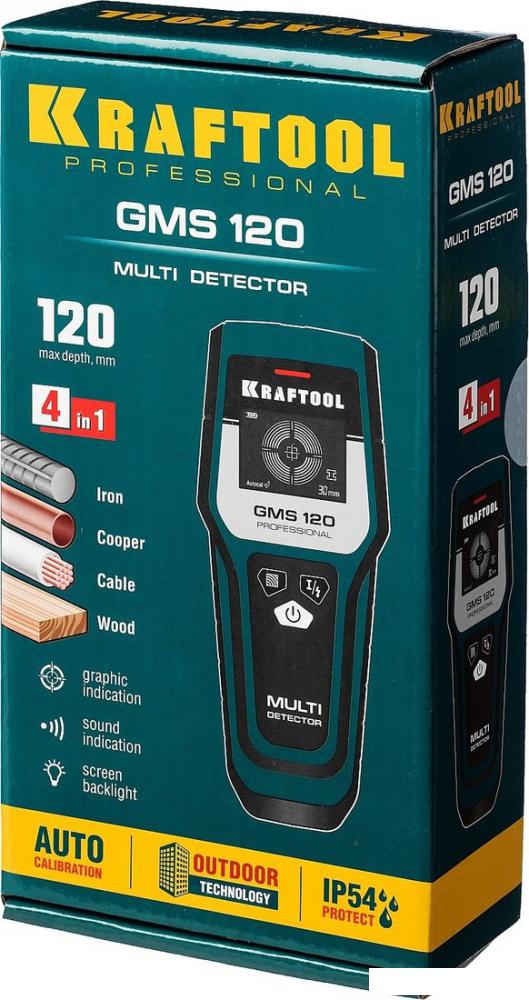 Детектор скрытой проводки KRAFTOOL GMS 120 45298