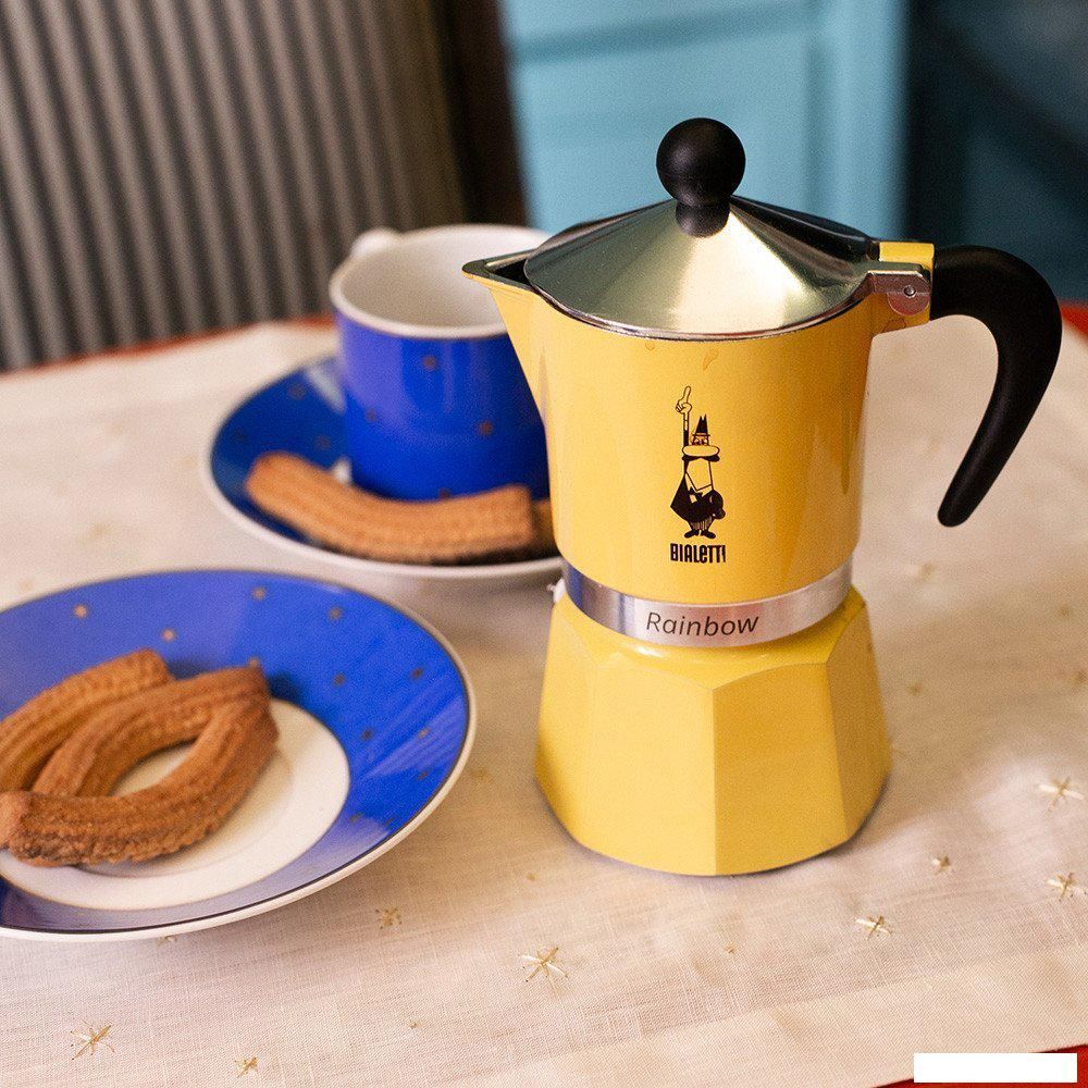 Гейзерная кофеварка Bialetti Rainbow (3 порции, желтый)