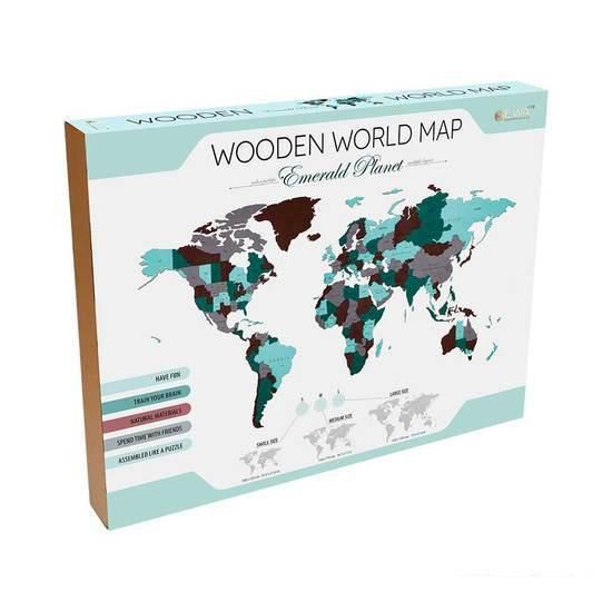 Пазл Eco-Wood-Art «Карта Мира Medium» Эмеральд Плэнет