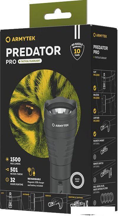 Фонарь Armytek Predator Pro Magnet USB (белый)