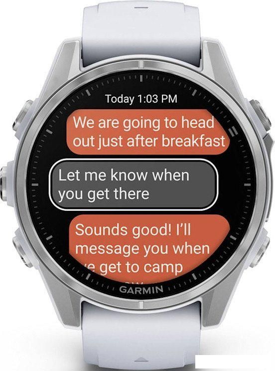 Умные часы Garmin Fenix 8 43мм (серебристый, белый ремешок)