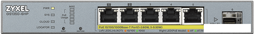 Управляемый коммутатор 2-го уровня Zyxel GS1350-6HP