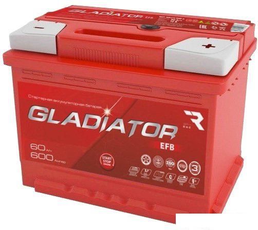 Автомобильный аккумулятор Gladiator EFB 60 R+ (60 А·ч)