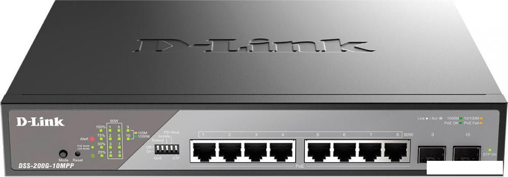 Управляемый коммутатор 2-го уровня D-Link DSS-200G-10MPP/A1A