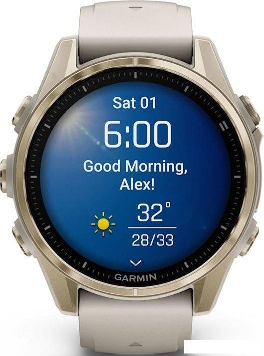 Умные часы Garmin Fenix 8 Sapphire 43мм (золотистый, дымчато-серый ремешок)
