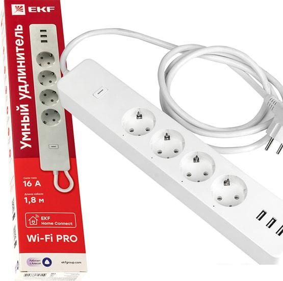 Умный удлинитель EKF Connect PRO Wi-Fi c USB RCE-2-WF