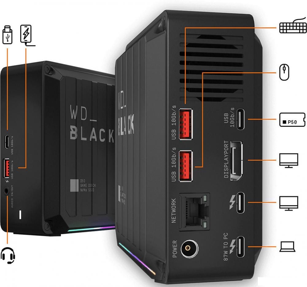 Внешний накопитель WD Black D50 Game Dock NVMe 1TB WDBA3U0010BBK