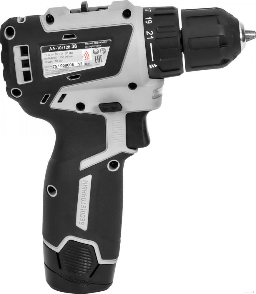 Дрель-шуруповерт Интерскол ДА-10/12В 38 МиниМАКС (с 2-мя АКБ 2.5 Ач, без кейса)