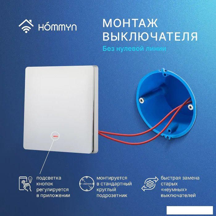 Выключатель Hommyn zigbee 1 клавиша SWZBNN01W (без нейтрали)