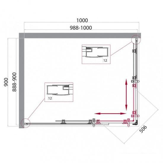 Душевой уголок BelBagno UNO-195-AH-2-100/90-P-Cr