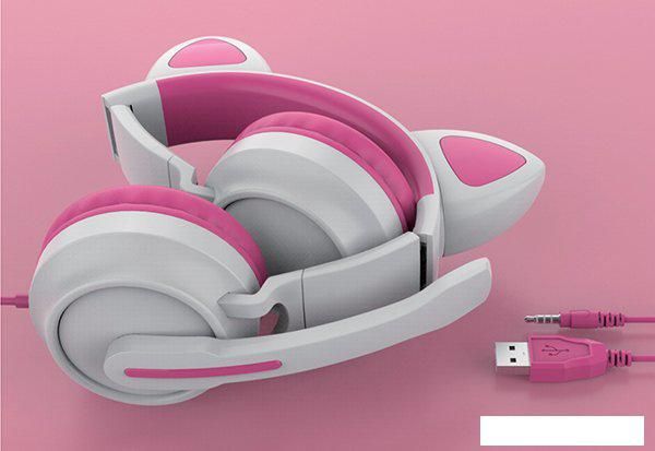 Наушники QUMO Game Cat (белый/розовый)