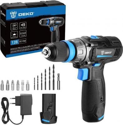 Дрель-шуруповерт Deko DKCD12V PRO 083-1004 (с 2-мя АКБ 1.5Ач, кейс)