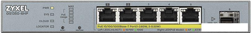 Управляемый коммутатор 2-го уровня Zyxel GS1350-6HP