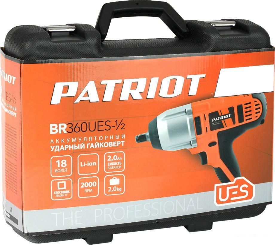 Гайковерт Patriot BR 360UES-1/2 180301561 (с 2-мя АКБ, кейс)