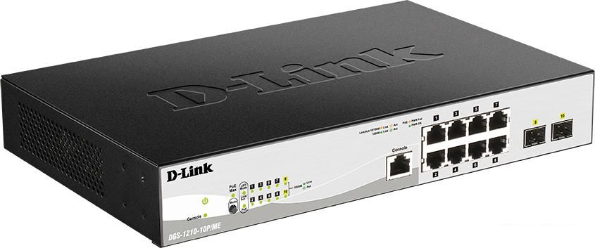 Управляемый коммутатор 2-го уровня D-Link DGS-1210-10P/ME/B1A