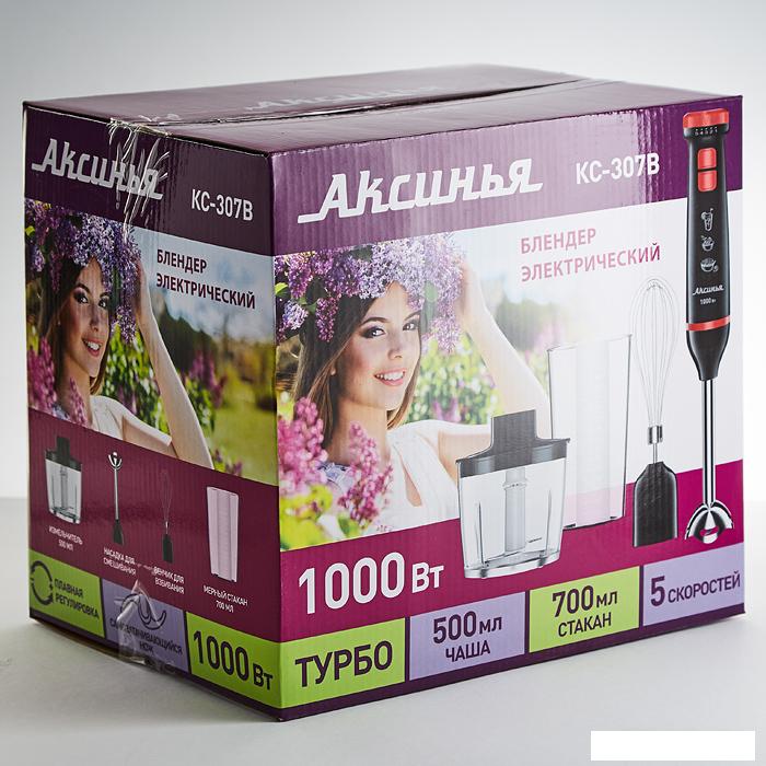 Погружной блендер Аксинья КС-307В (черный/красный)