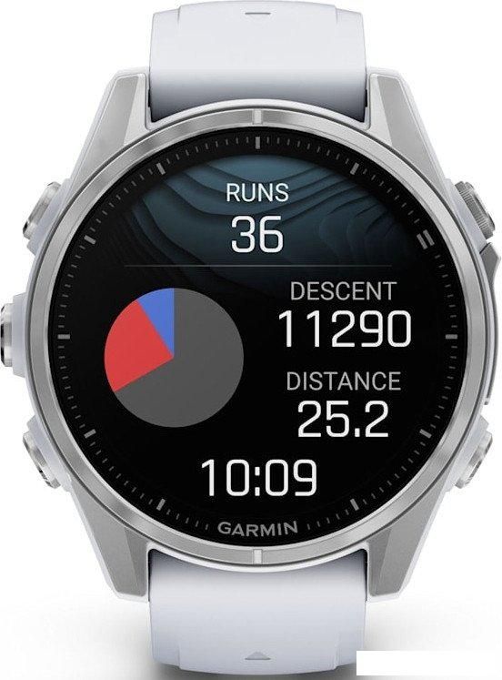 Умные часы Garmin Fenix 8 43мм (серебристый, белый ремешок)