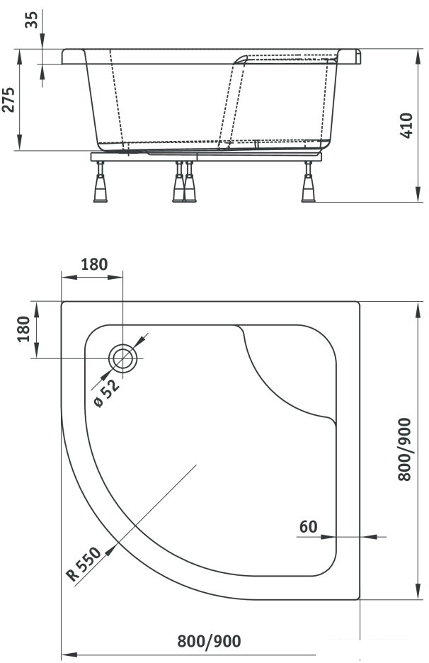 Душевой поддон Deante Deep 80x80 KTD 042B