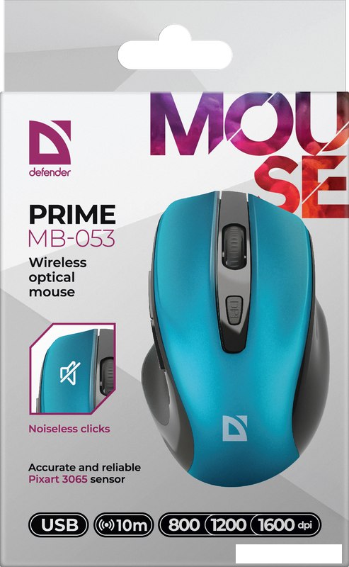Мышь Defender Prime MB-053 (бирюзовый)