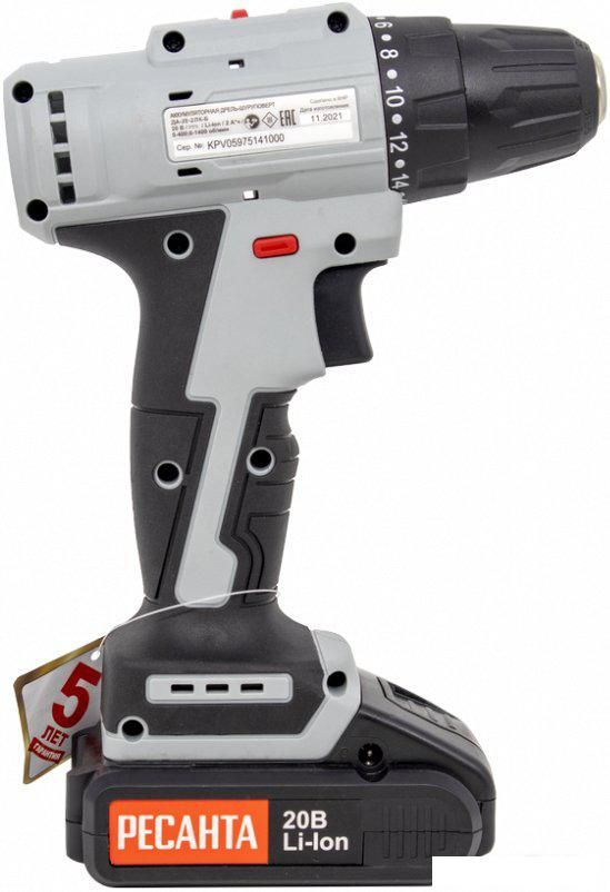 Дрель-шуруповерт Ресанта ДА-20-2ЛК-Б (с 2-мя АКБ, кейс)