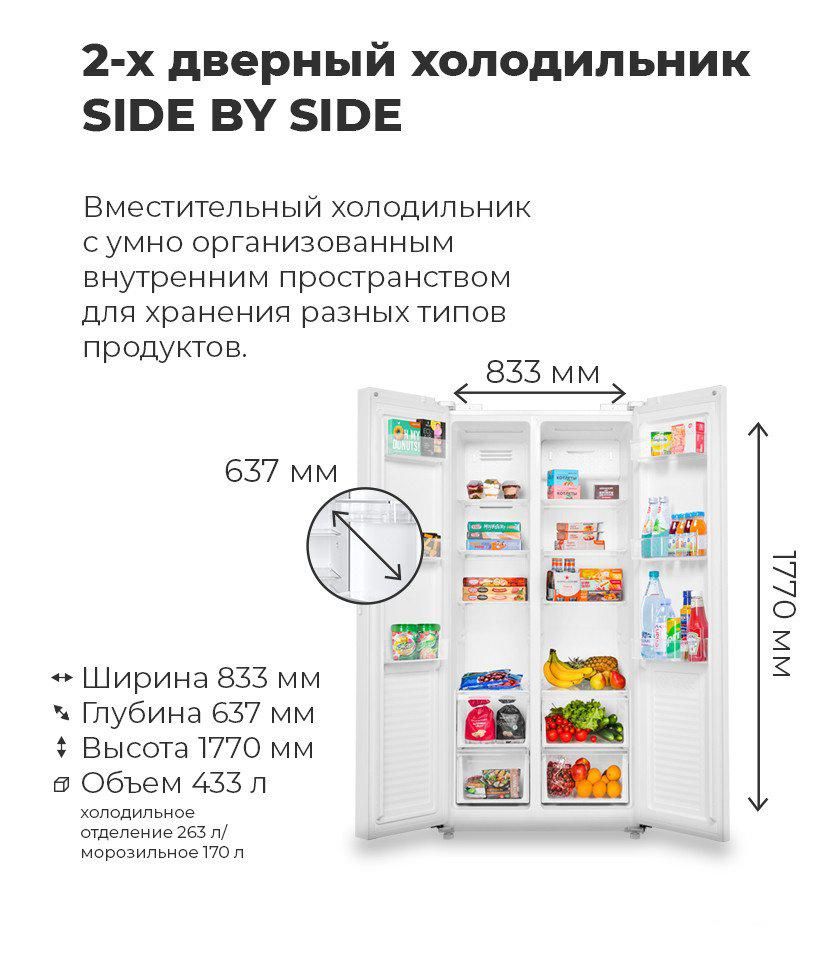 Холодильник side by side MAUNFELD MFF177NFBE