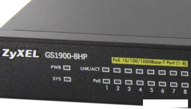 Управляемый коммутатор уровня 2+ Zyxel GS1900-8HP