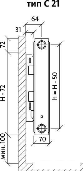 Стальной панельный радиатор Royal Thermo Compact C21-500-600 (Bianco Traffico)