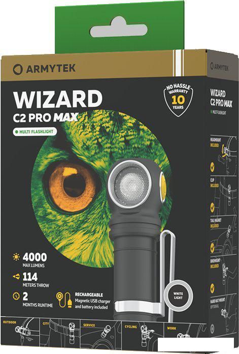 Фонарь Armytek Wizard C2 Pro Max Magnet USB (белый)