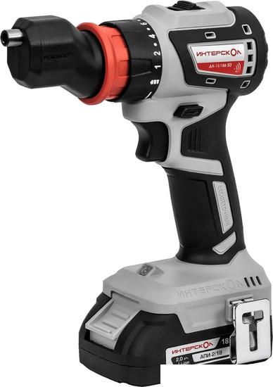 Дрель-шуруповерт Интерскол Комби ДА-13/18В (с 2-мя АКБ, кейс)